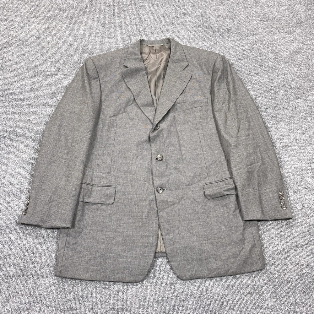 Hickey Freeman Loro Piana Suit Jacket Mens 44 Gray Wool Notch‎ Lapel